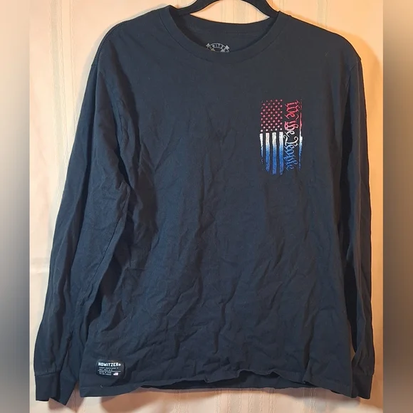 HOWITZER PATRIOT MFG. Black Long Sleeve Tee with Flag Graphic - Picture 1 of 4